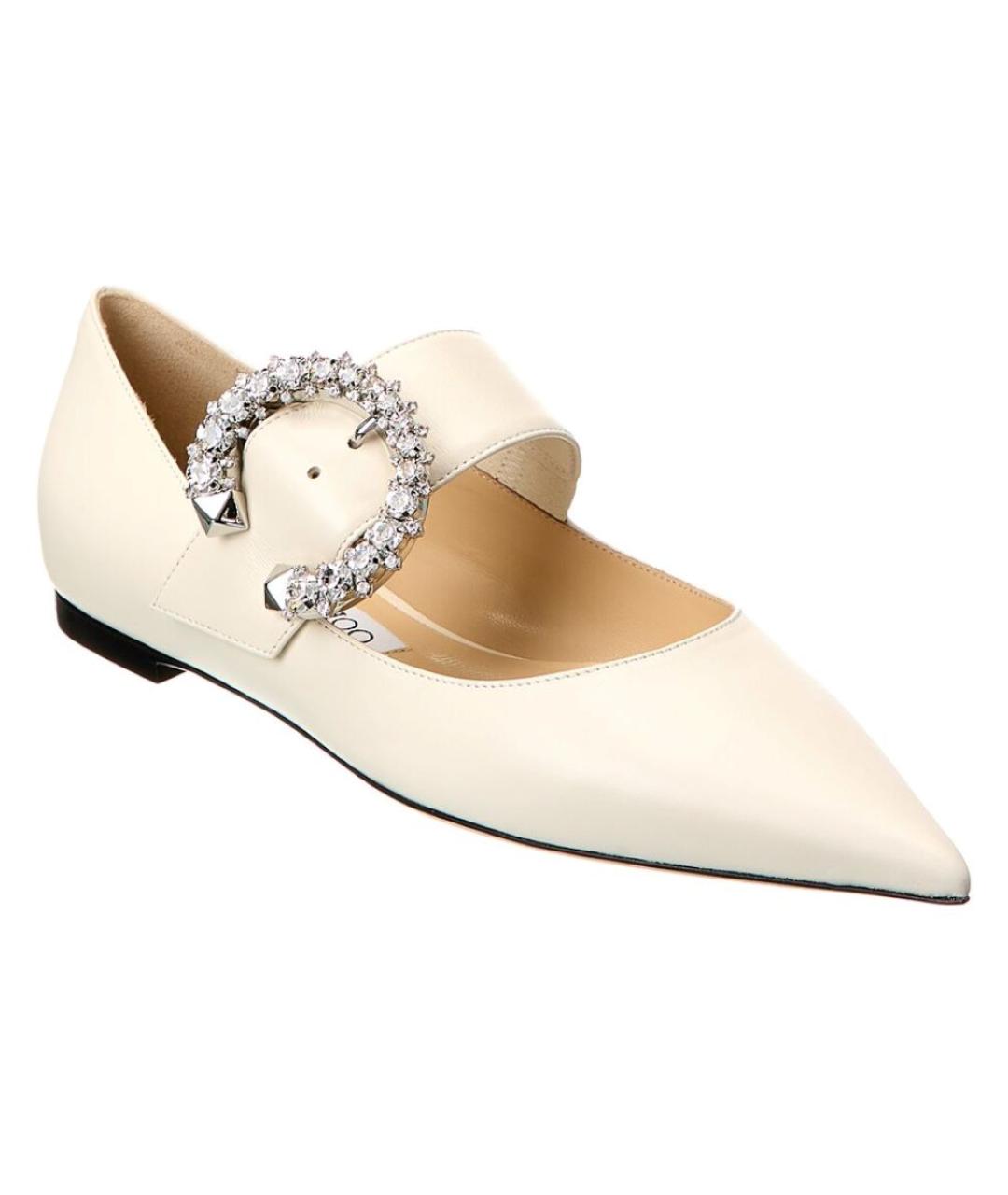 JIMMY CHOO Белые кожаные балетки, фото 3