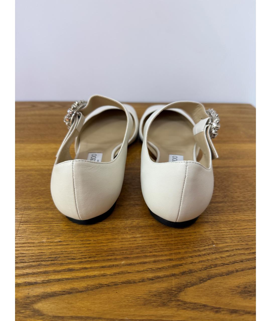 JIMMY CHOO Белые кожаные балетки, фото 7