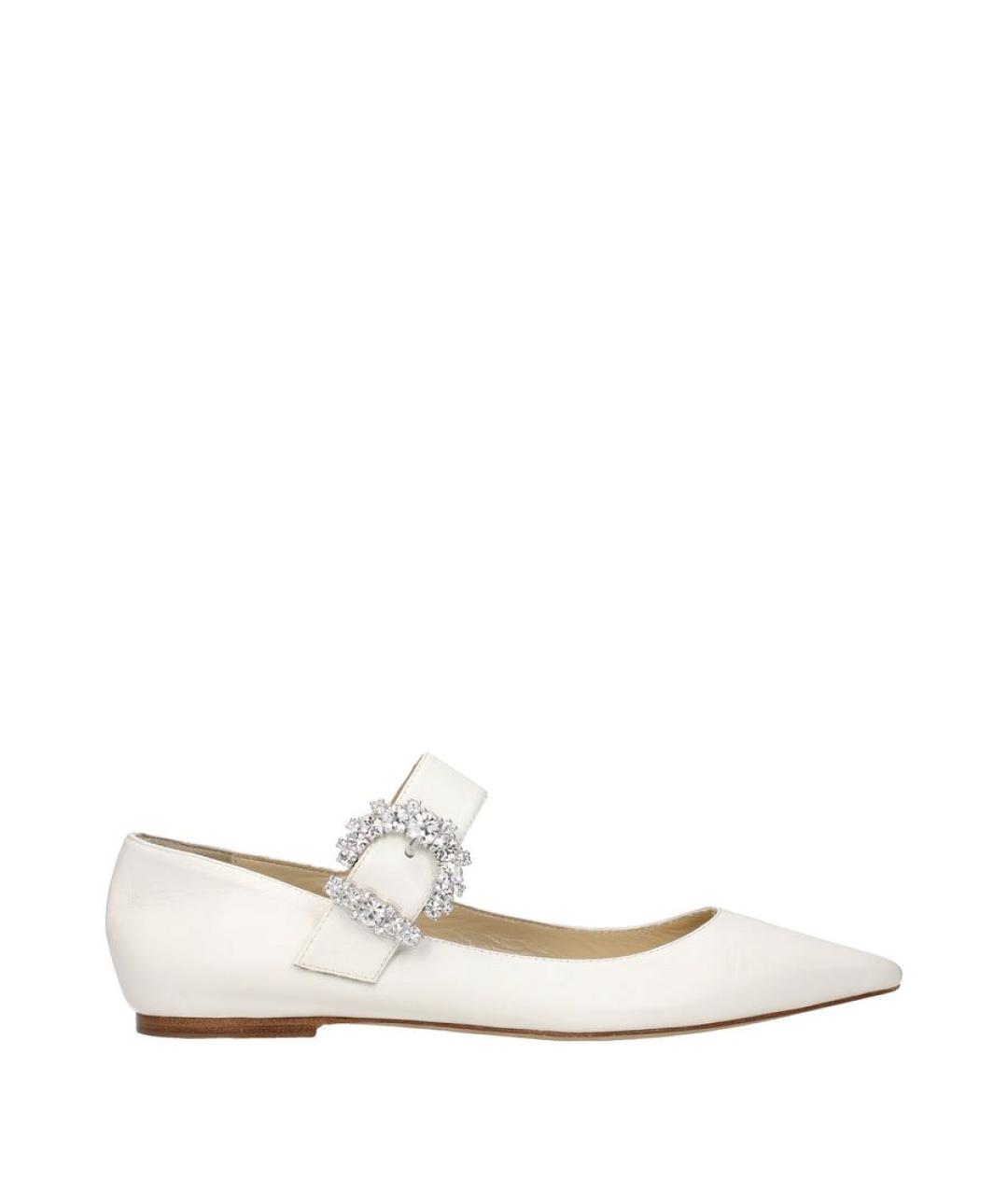 JIMMY CHOO Белые кожаные балетки, фото 10