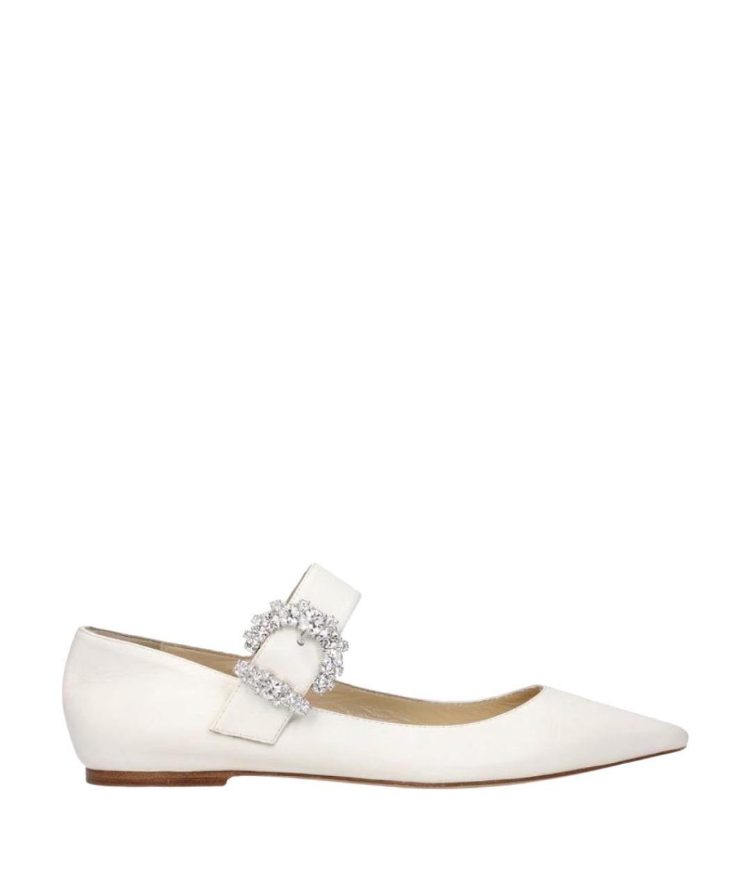 JIMMY CHOO Белые кожаные балетки, фото 1