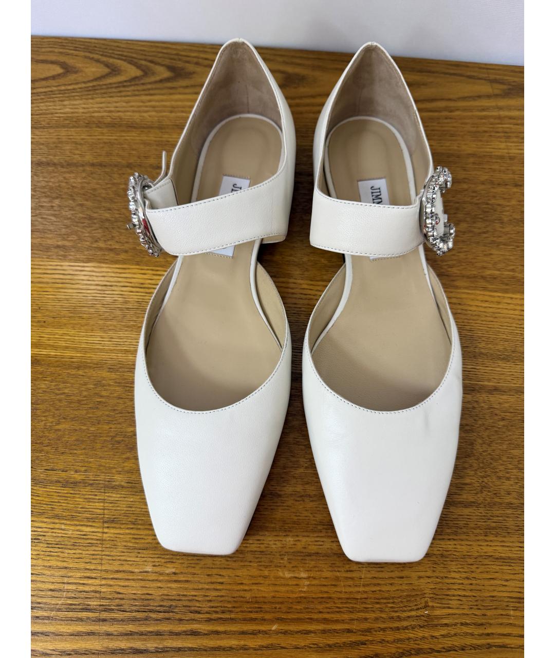 JIMMY CHOO Белые кожаные балетки, фото 8
