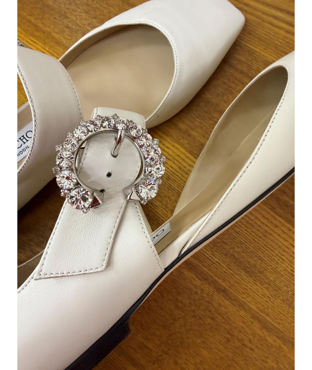 JIMMY CHOO Белые кожаные балетки, фото 9