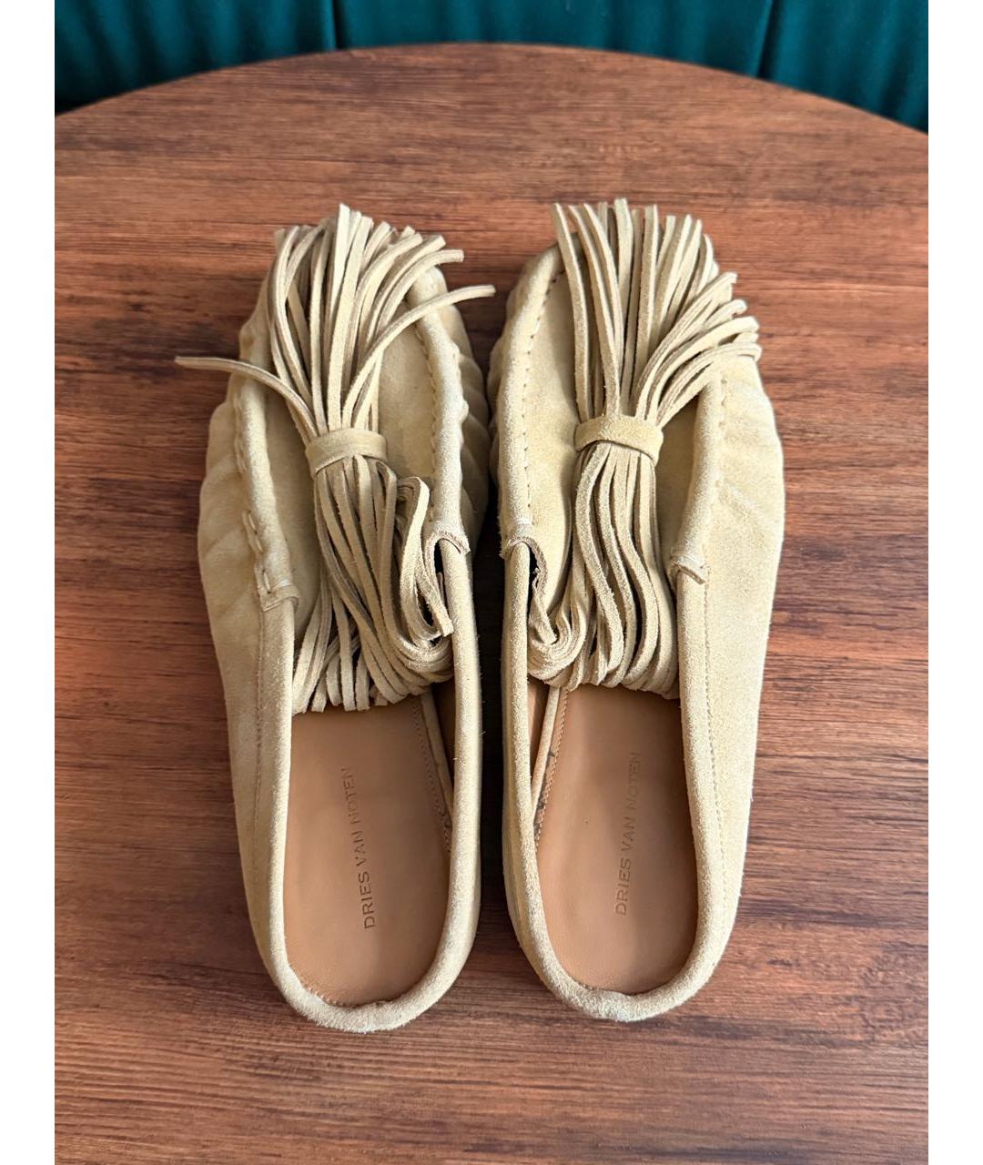 DRIES VAN NOTEN Желтые замшевые мюли, фото 3