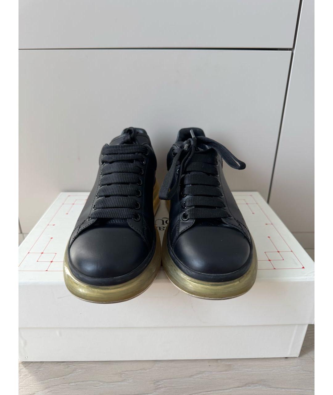 ALEXANDER MCQUEEN Черные кожаные низкие кроссовки / кеды, фото 2