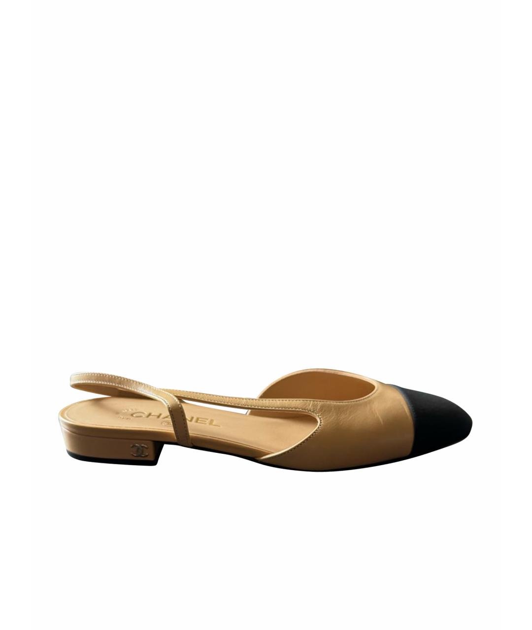 CHANEL Бежевые кожаные туфли, фото 1