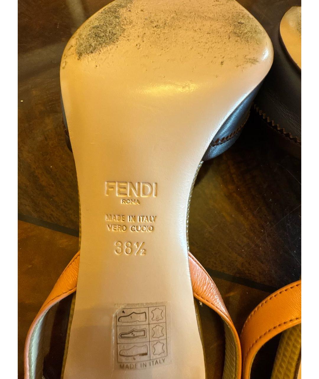FENDI Мульти кожаные босоножки, фото 7