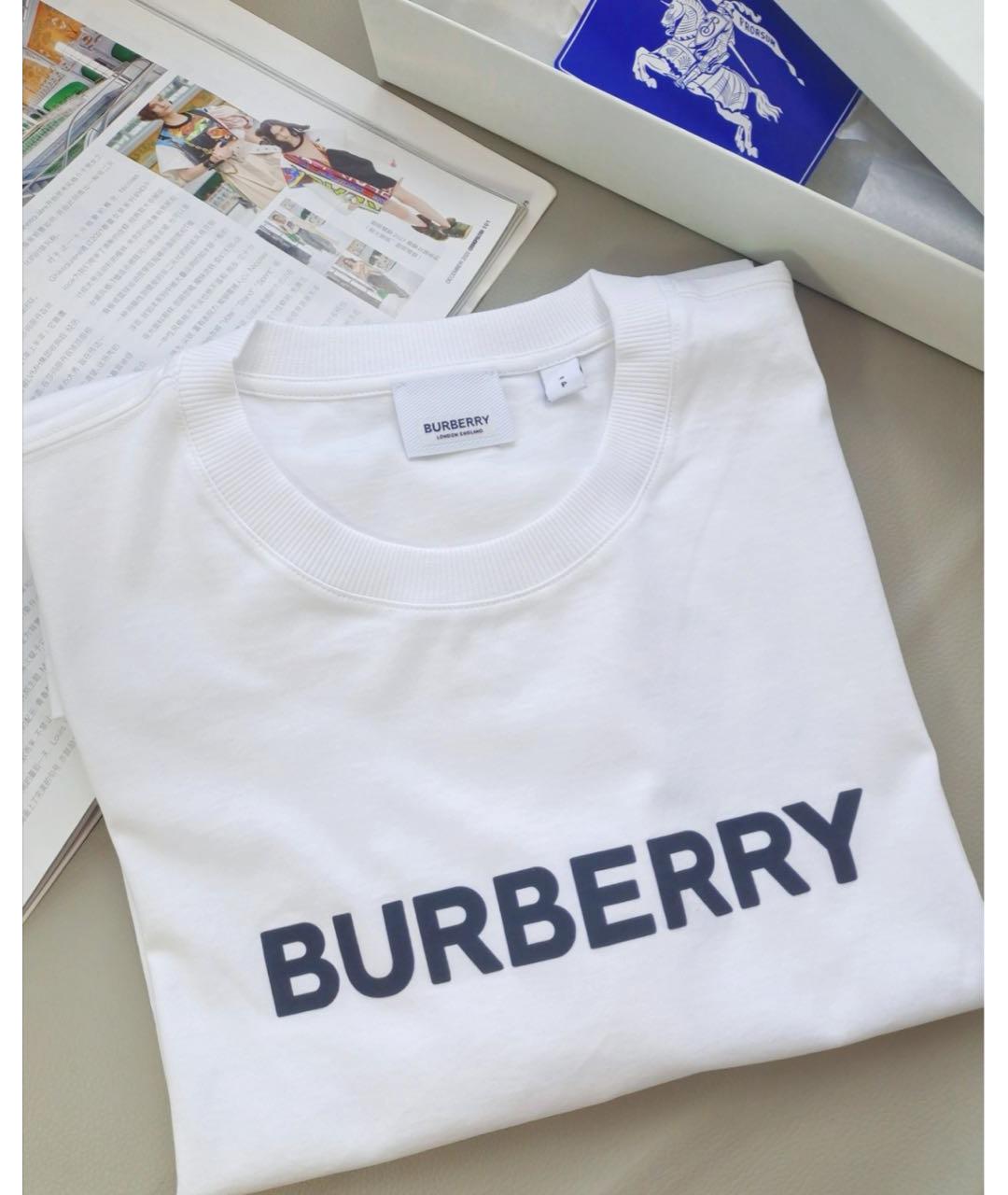 BURBERRY Белая хлопковая футболка, фото 3