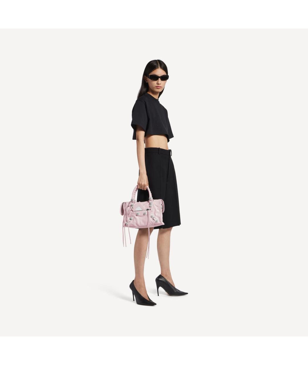 BALENCIAGA Розовая кожаная сумка с короткими ручками, фото 5