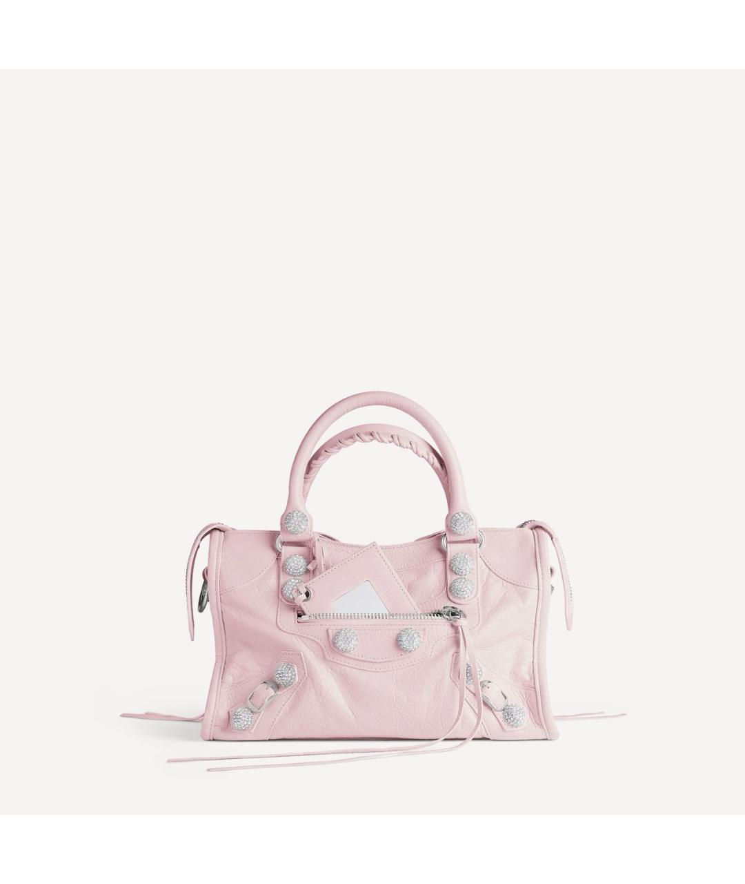 BALENCIAGA Розовая кожаная сумка с короткими ручками, фото 7