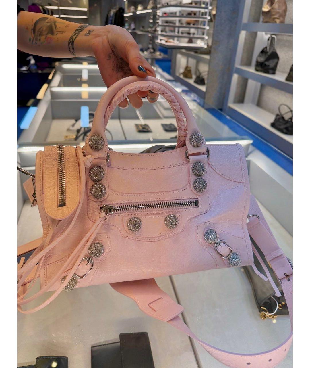 BALENCIAGA Розовая кожаная сумка с короткими ручками, фото 2