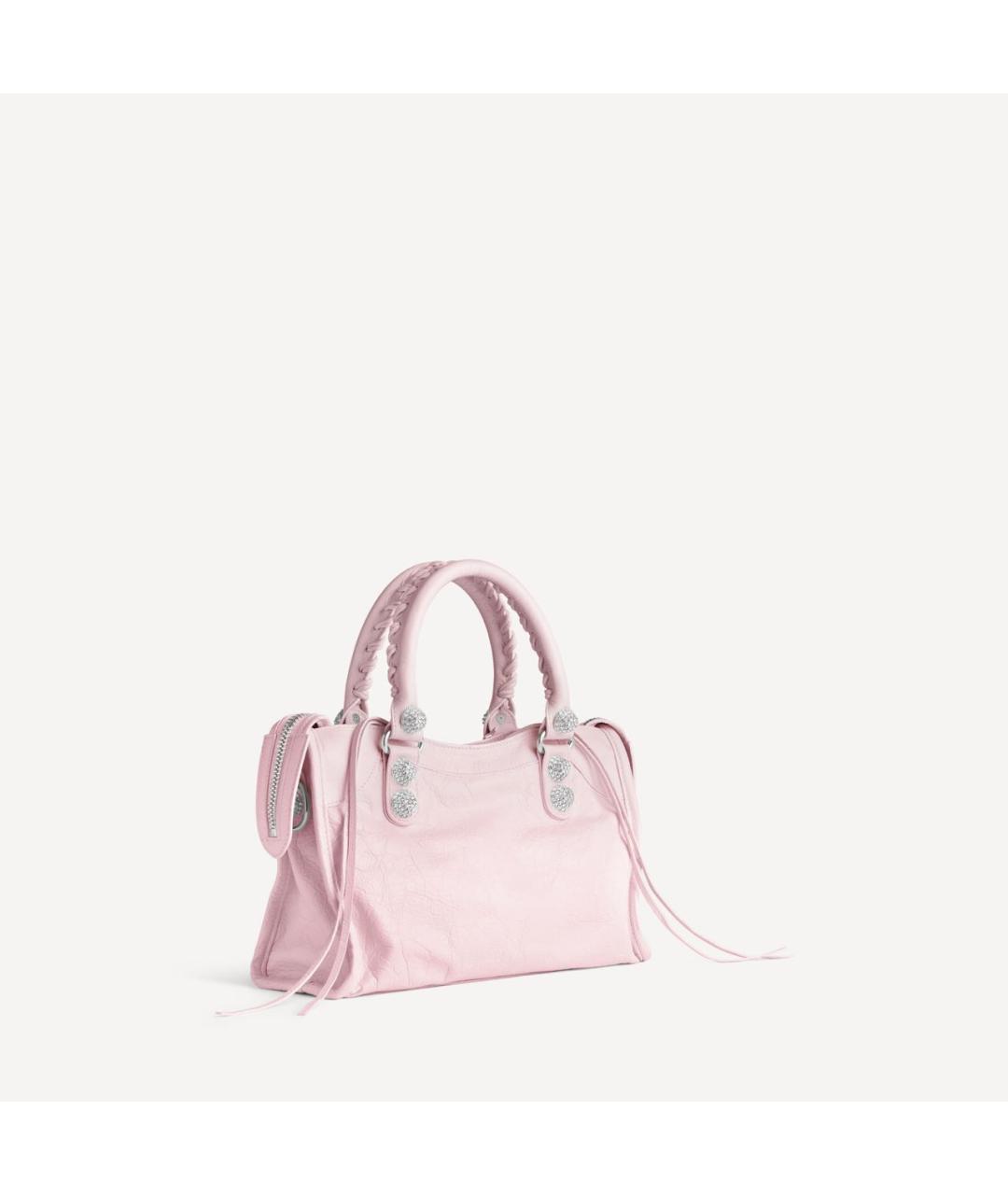 BALENCIAGA Розовая кожаная сумка с короткими ручками, фото 3