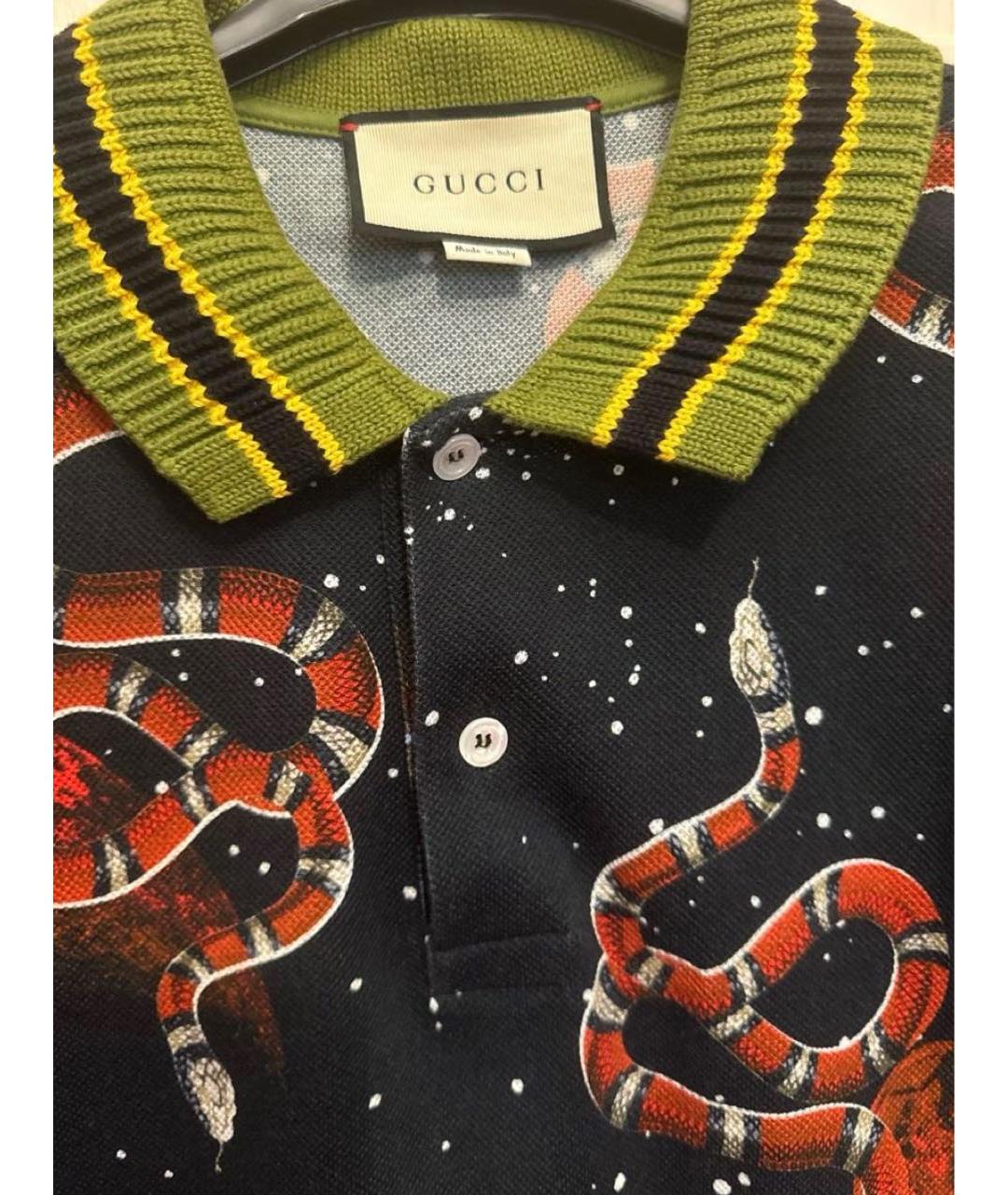 GUCCI Темно-синее поло с коротким рукавом, фото 3