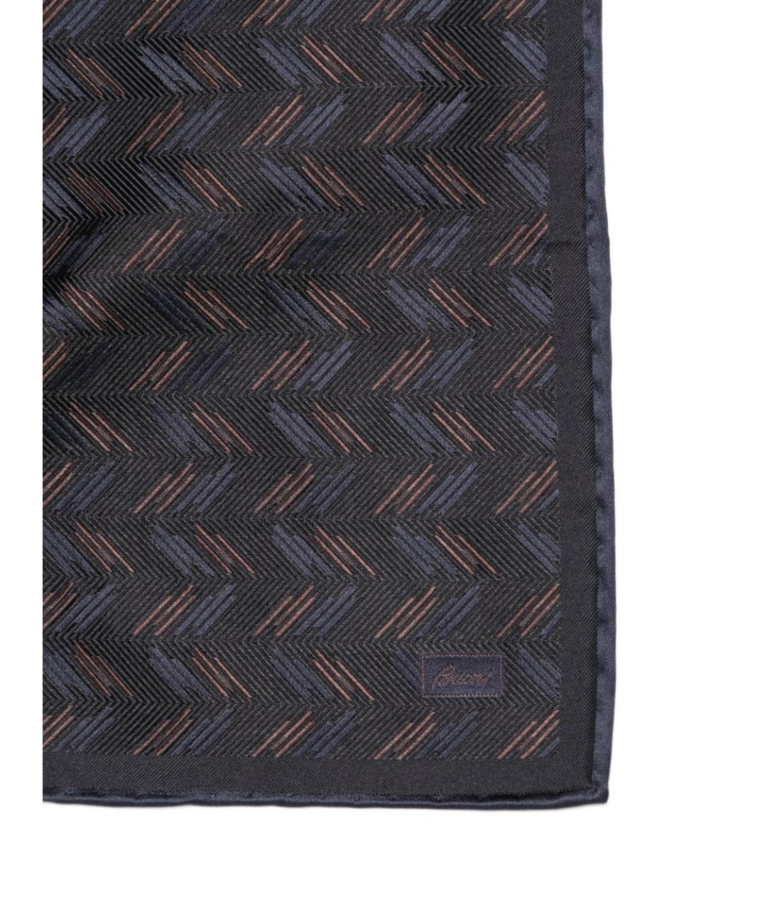 BRIONI Синий шелковый шарф, фото 3