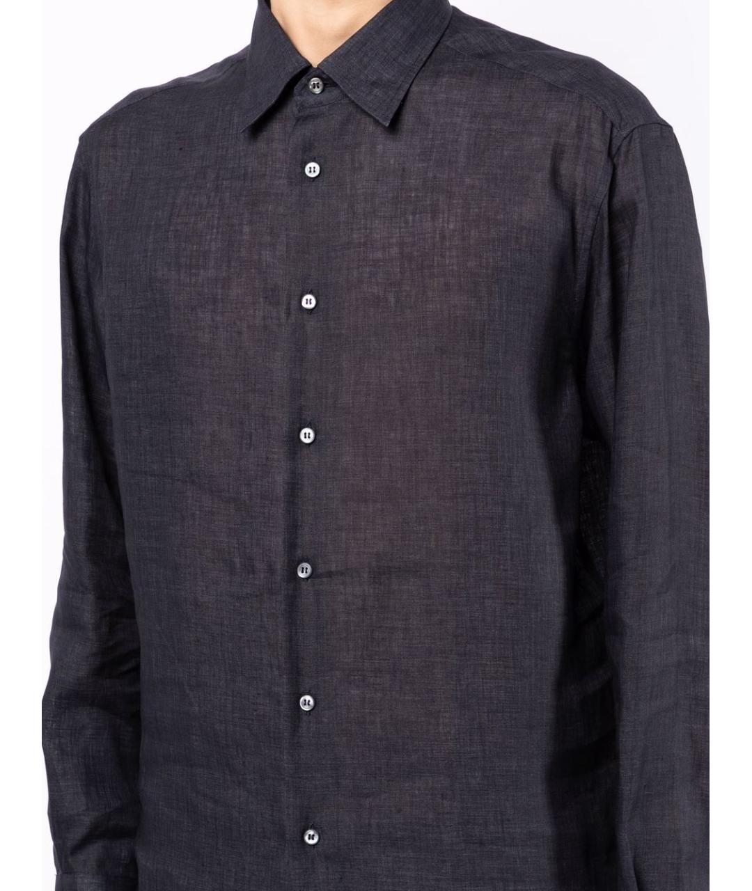BRIONI Темно-синяя льняная классическая рубашка, фото 3
