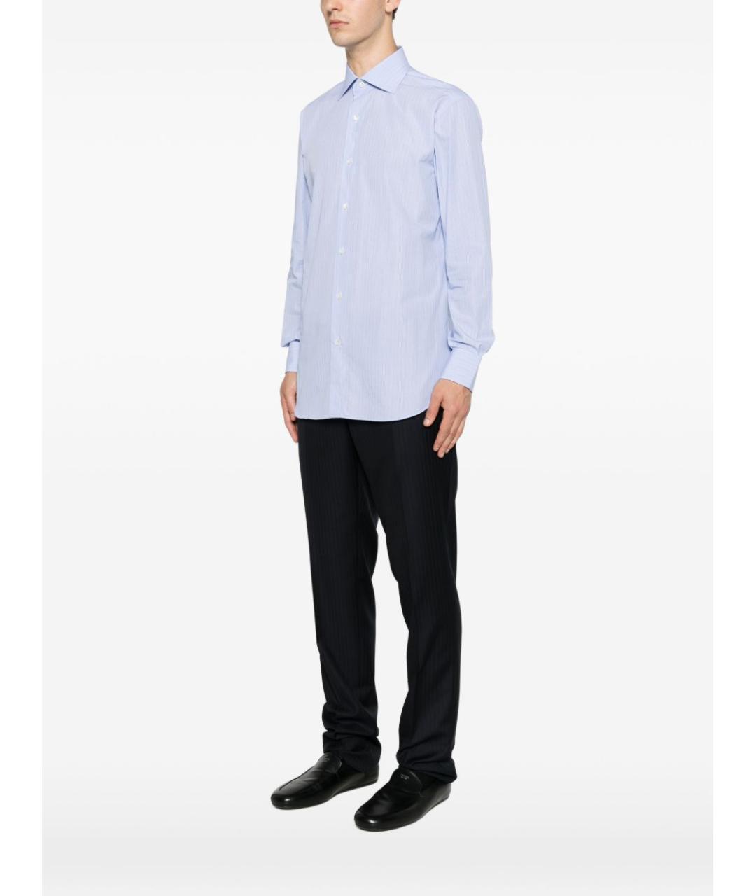 BRIONI Голубая хлопковая классическая рубашка, фото 3