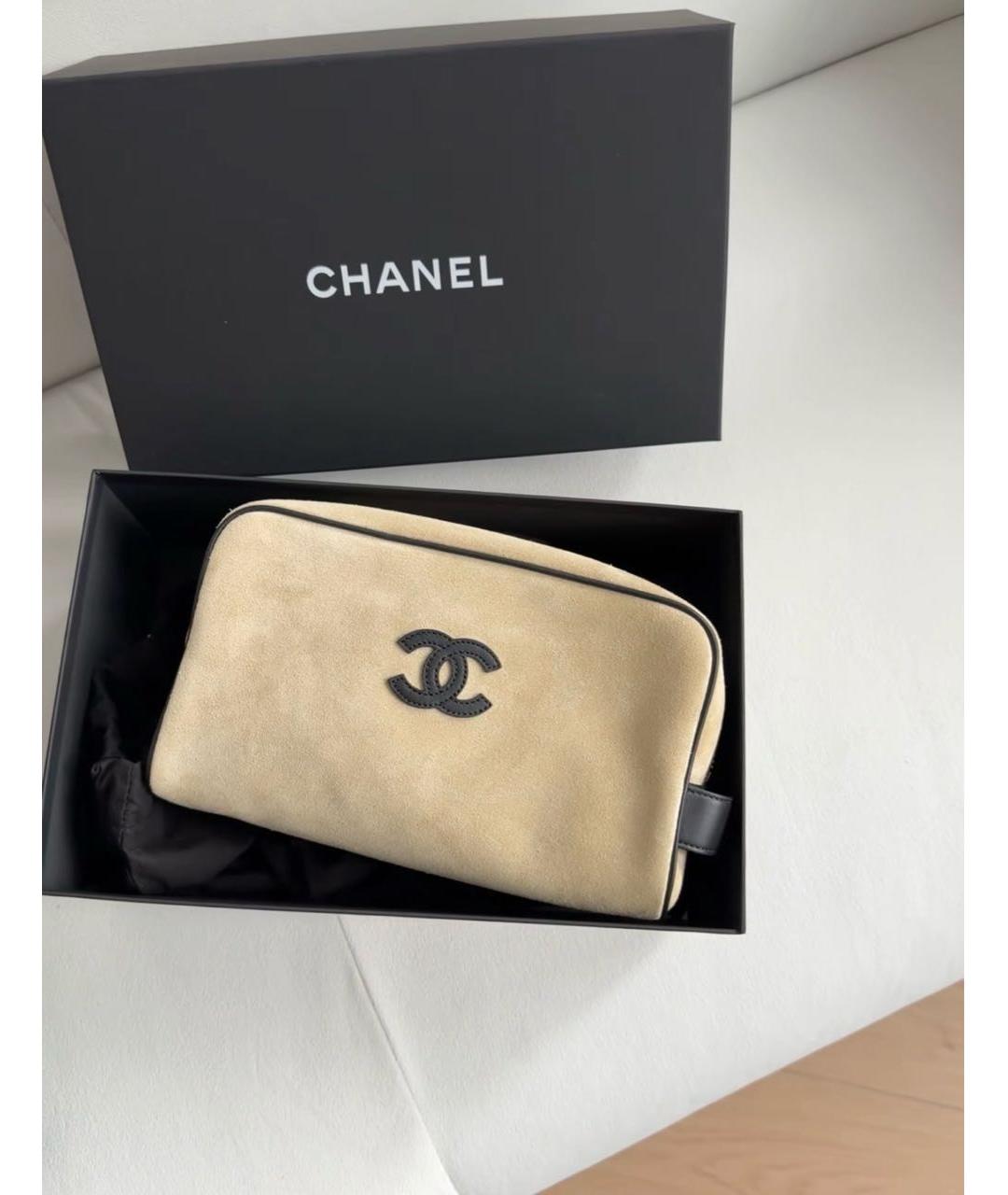 CHANEL Бежевая замшевая косметичка, фото 4