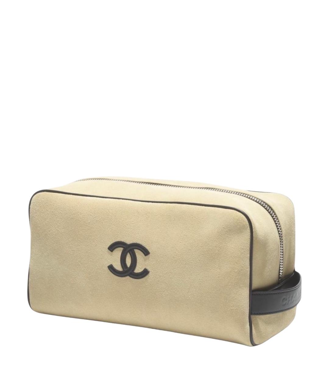 CHANEL Бежевая замшевая косметичка, фото 1