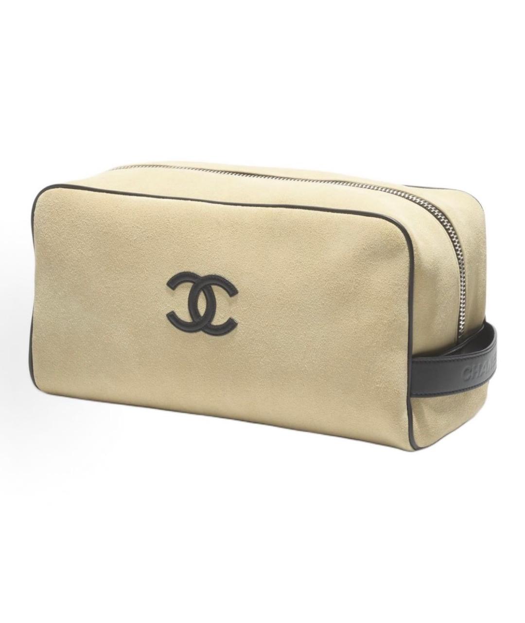 CHANEL Бежевая замшевая косметичка, фото 5