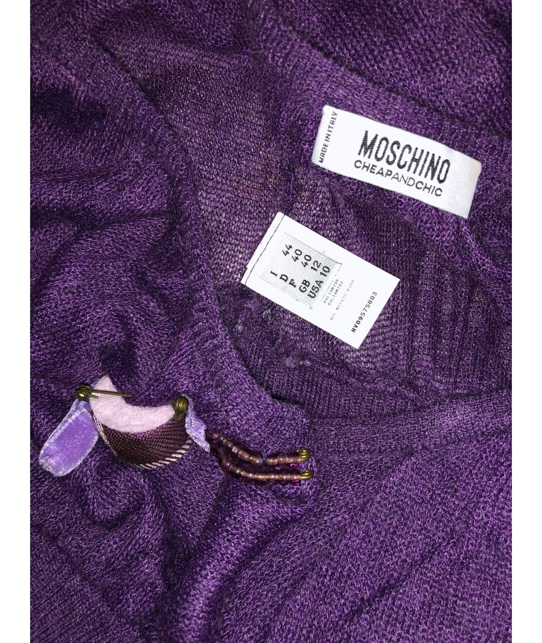 MOSCHINO Фиолетовая кашемировая футболка, фото 4