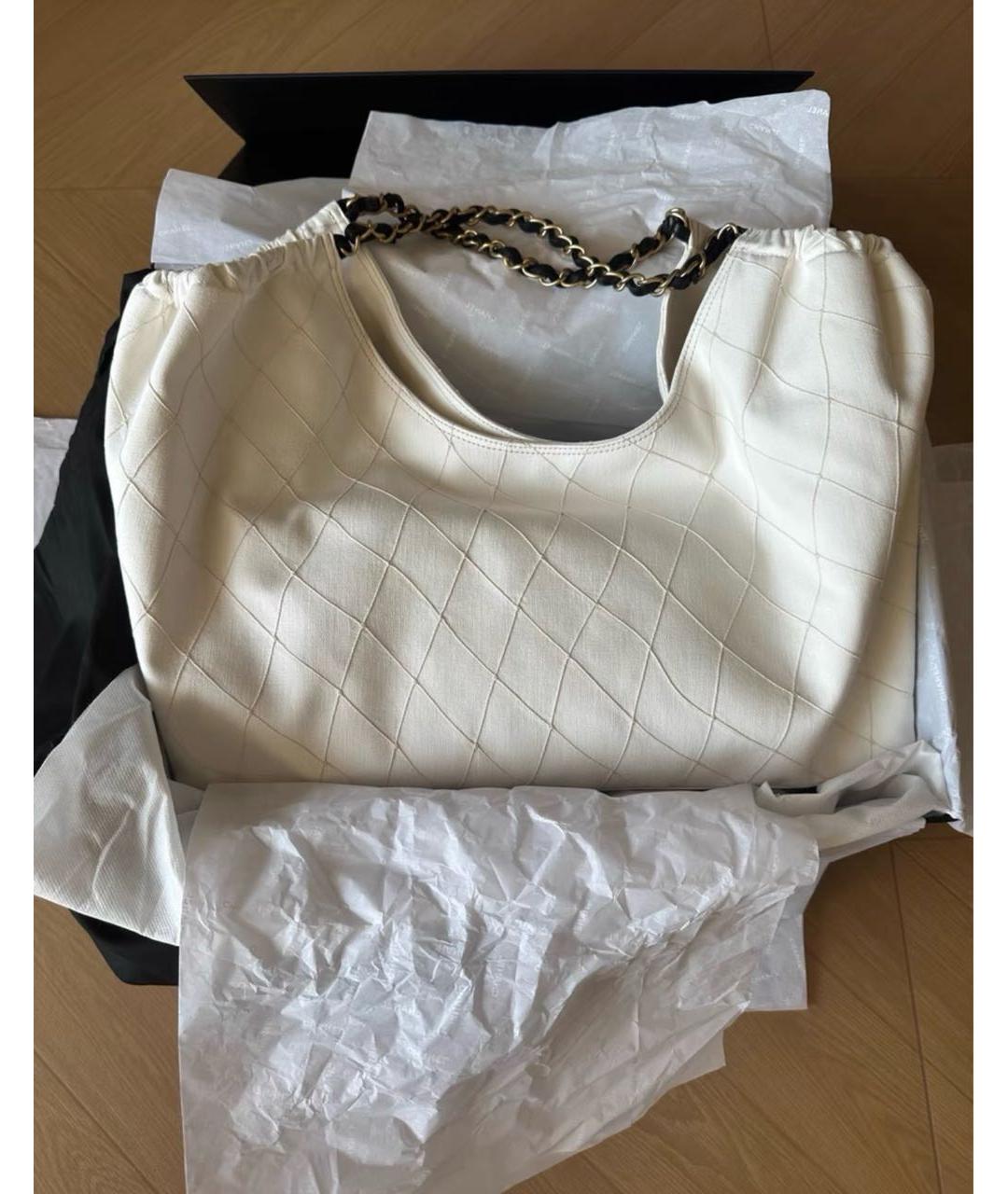 CHANEL Белая деним сумка тоут, фото 3