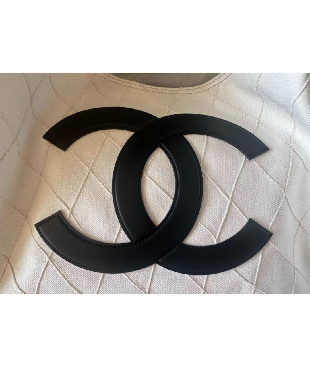 CHANEL Белая деним сумка тоут, фото 4