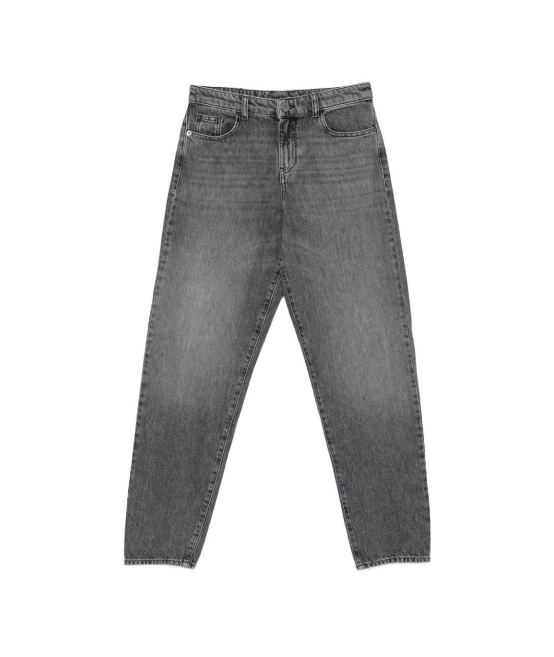 EMPORIO ARMANI Серые хлопковые прямые джинсы, фото 1