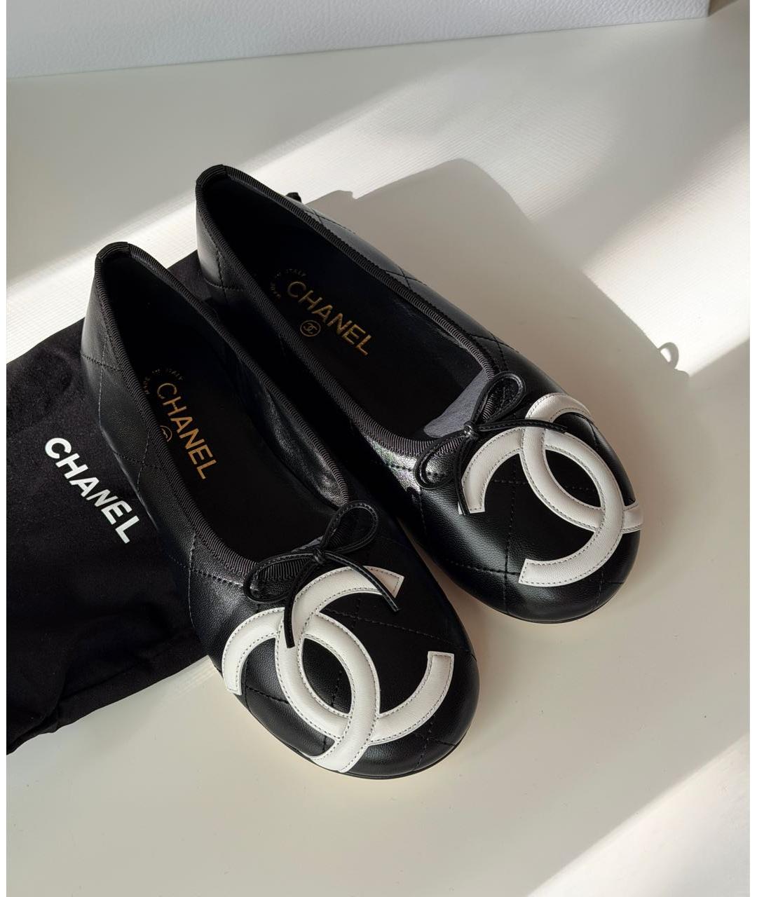 CHANEL Черные кожаные балетки, фото 6