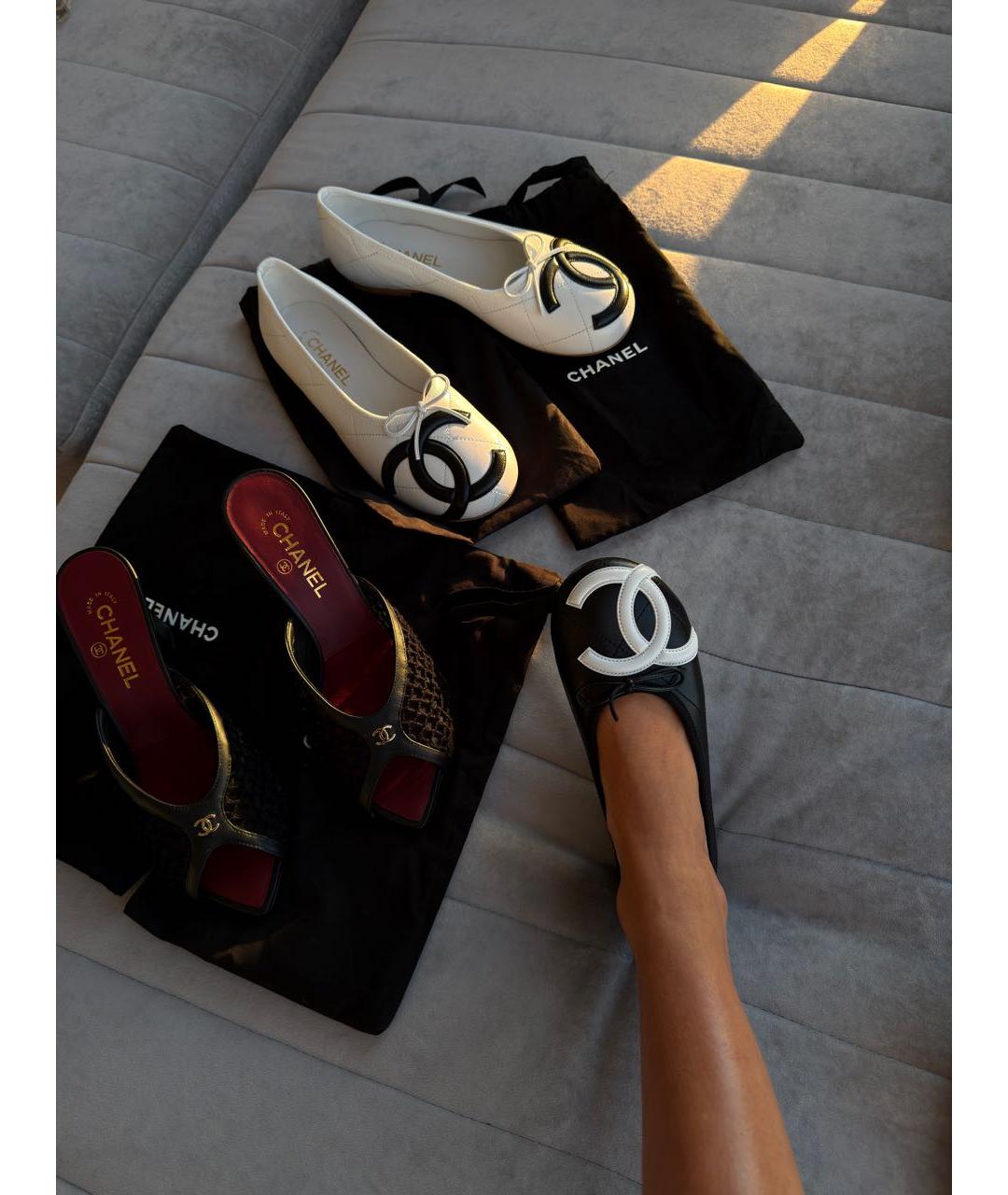CHANEL Черные кожаные балетки, фото 5
