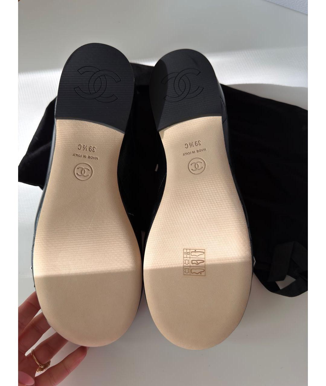 CHANEL Черные кожаные балетки, фото 3