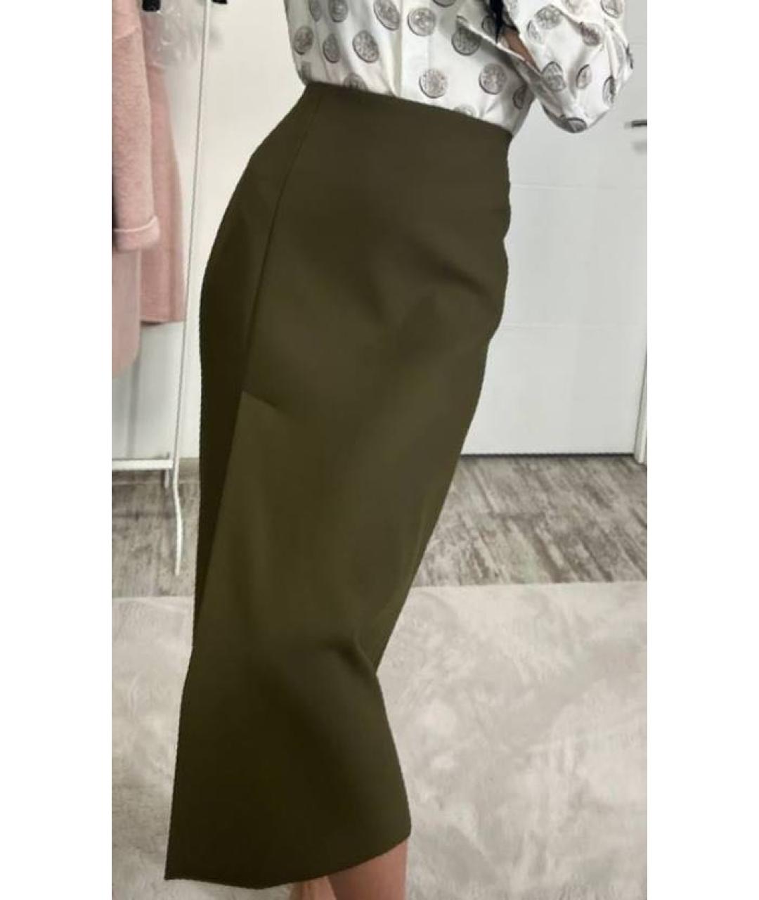 SPORTMAX Хаки юбка миди, фото 2