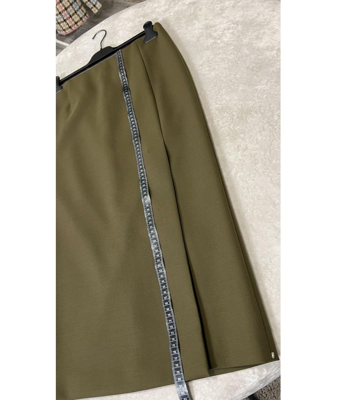 SPORTMAX Хаки юбка миди, фото 6