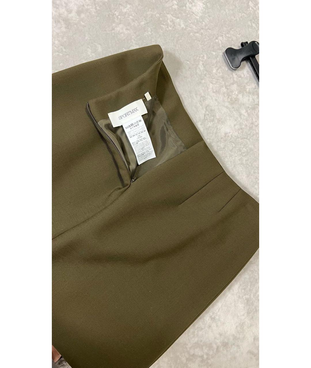 SPORTMAX Хаки юбка миди, фото 4