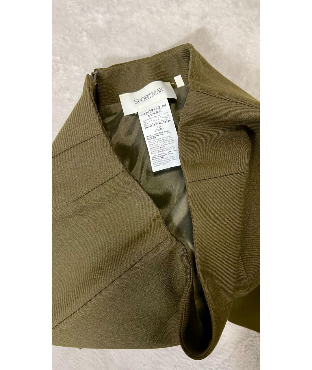 SPORTMAX Хаки юбка миди, фото 3