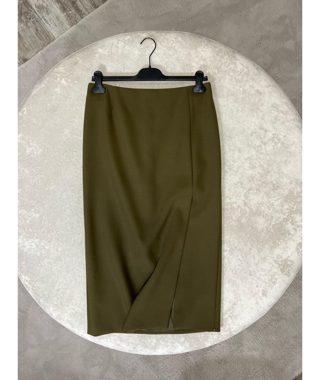 SPORTMAX Хаки юбка миди, фото 8