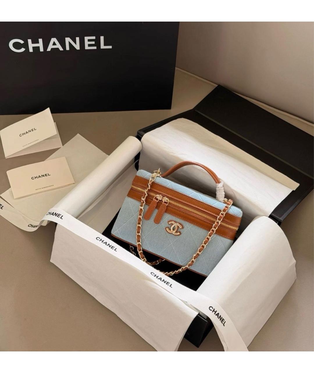 CHANEL Голубая сумка через плечо, фото 2