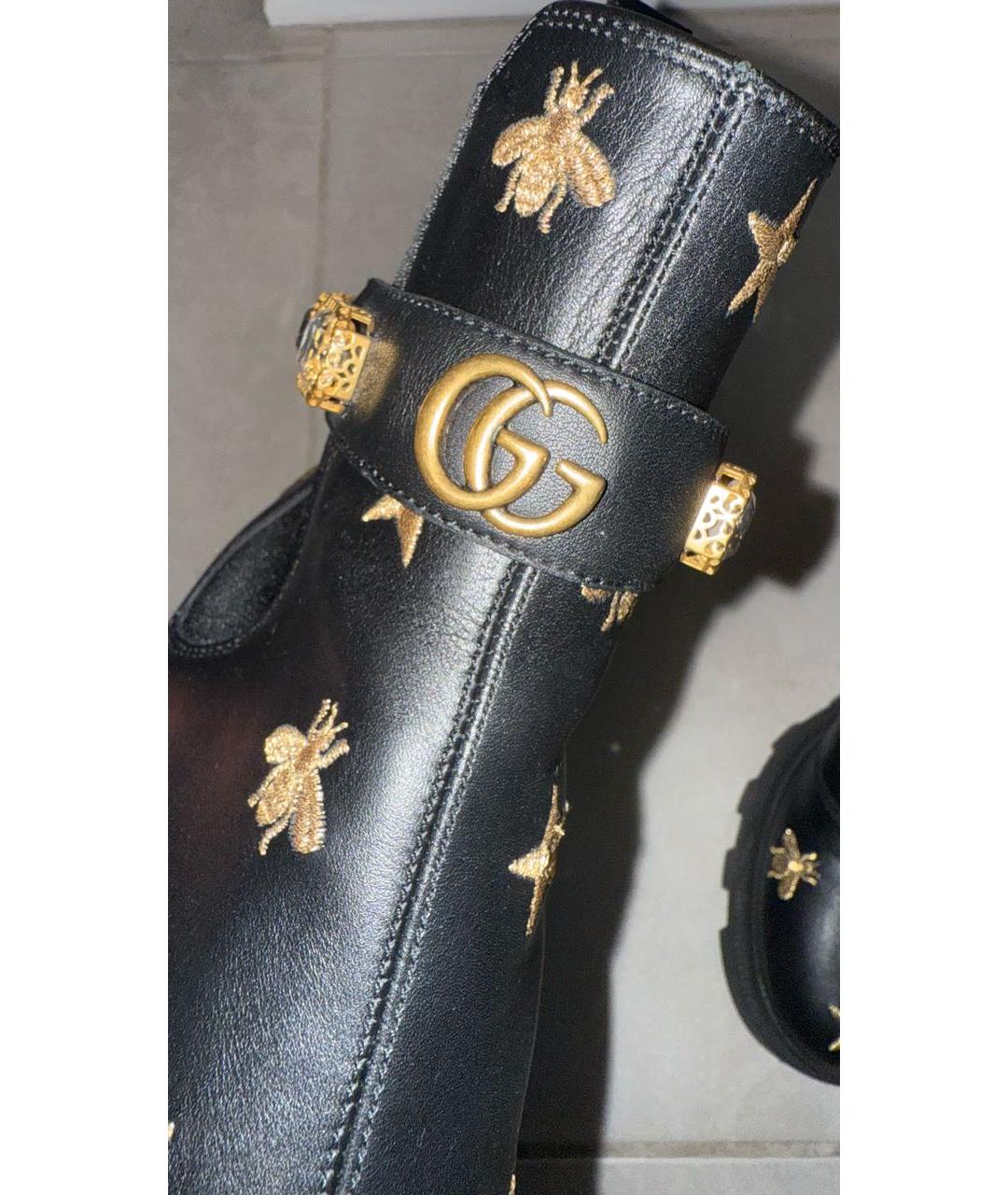 GUCCI Черные кожаные сапоги, фото 3