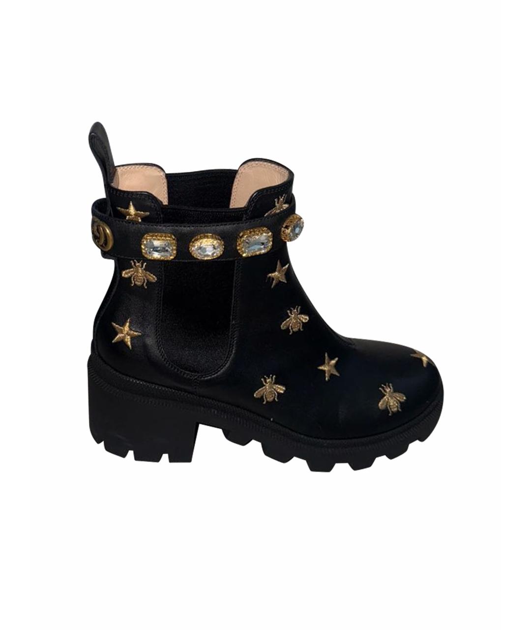 GUCCI Черные кожаные сапоги, фото 1
