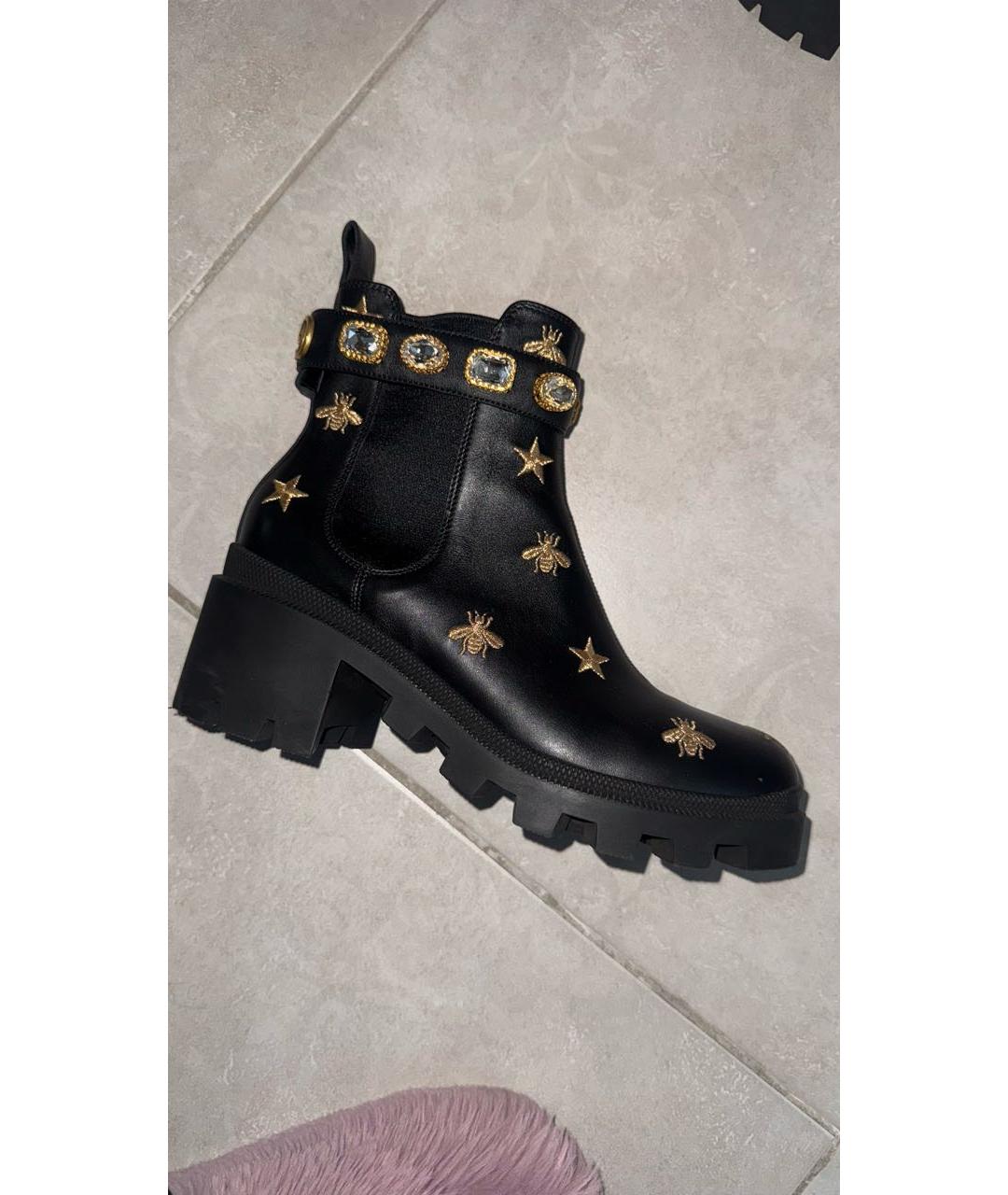GUCCI Черные кожаные сапоги, фото 5