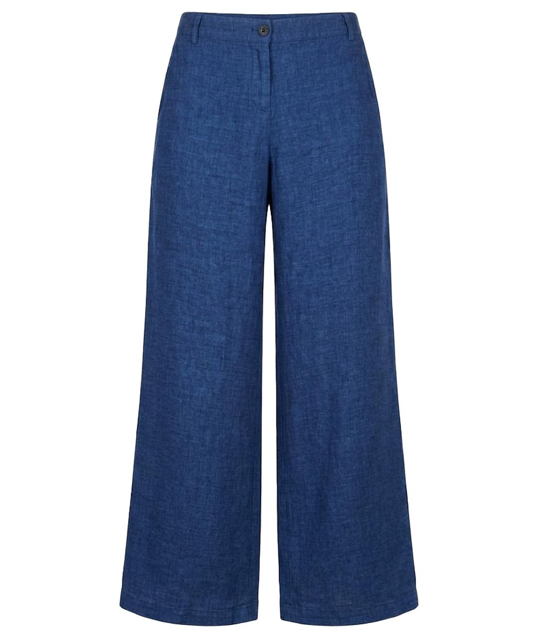 WEEKEND MAX MARA Синие льняные брюки широкие, фото 1