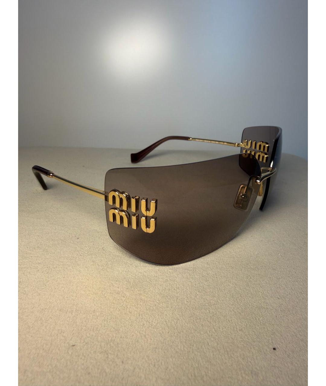 MIU MIU Золотые металлические солнцезащитные очки, фото 3