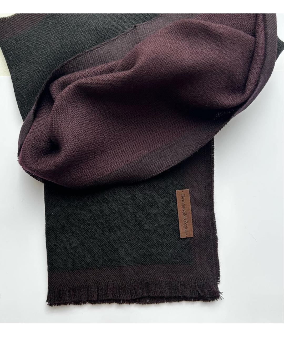 ZEGNA Черный шерстяной шарф, фото 8