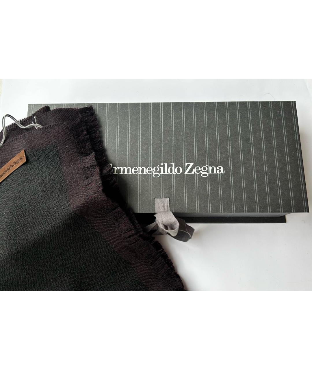 ZEGNA Черный шерстяной шарф, фото 6