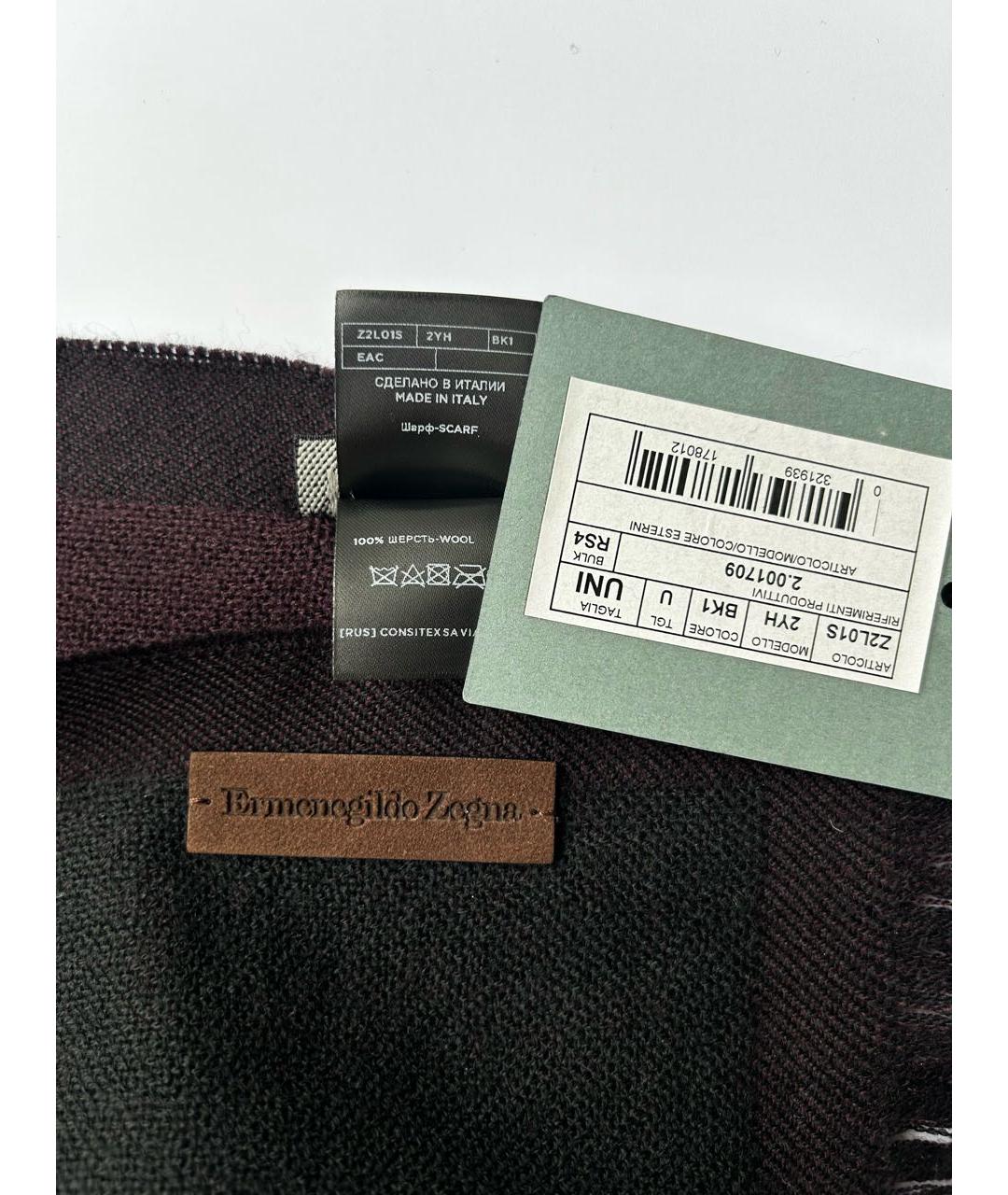 ZEGNA Черный шерстяной шарф, фото 3