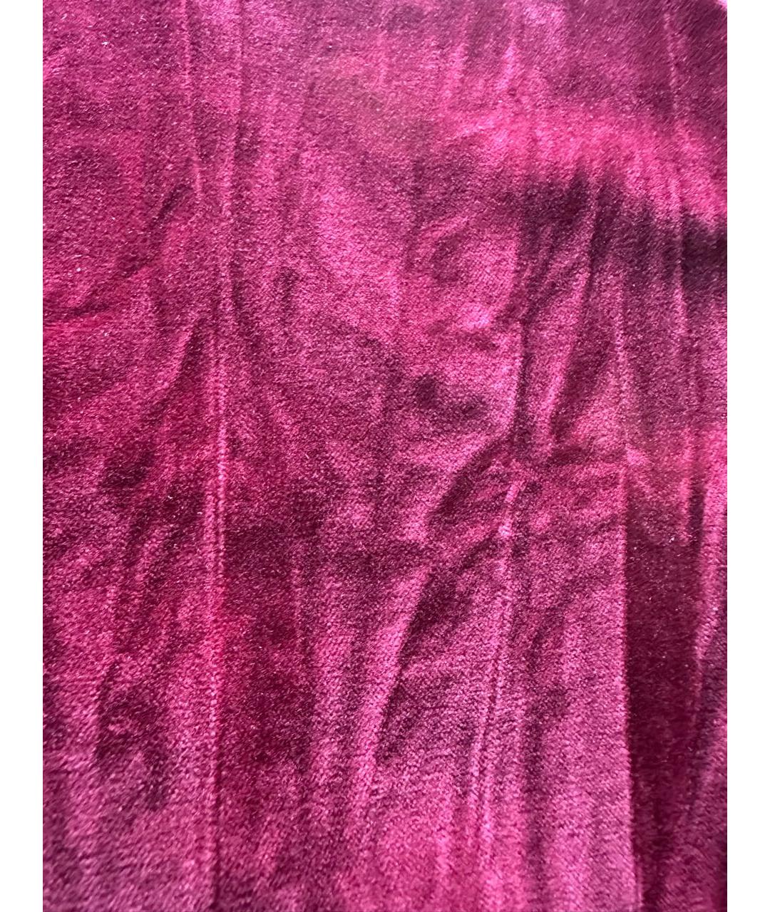 LANVIN Бордовые хлопковые прямые брюки, фото 4