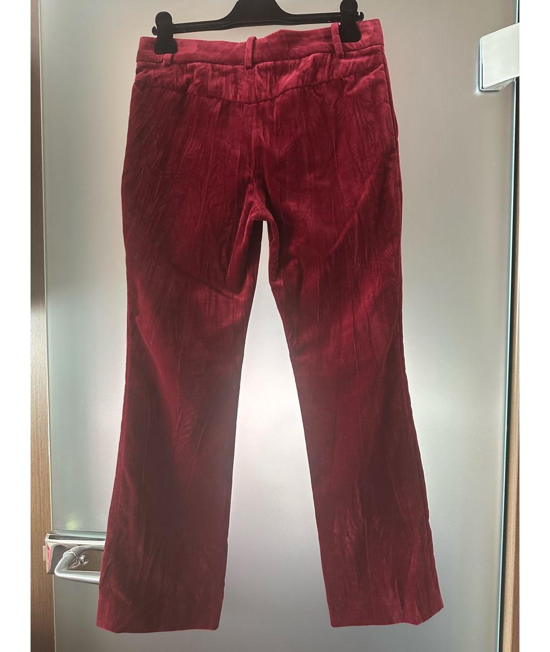 LANVIN Бордовые хлопковые прямые брюки, фото 2