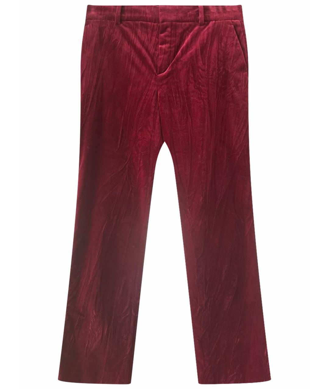 LANVIN Бордовые хлопковые прямые брюки, фото 1