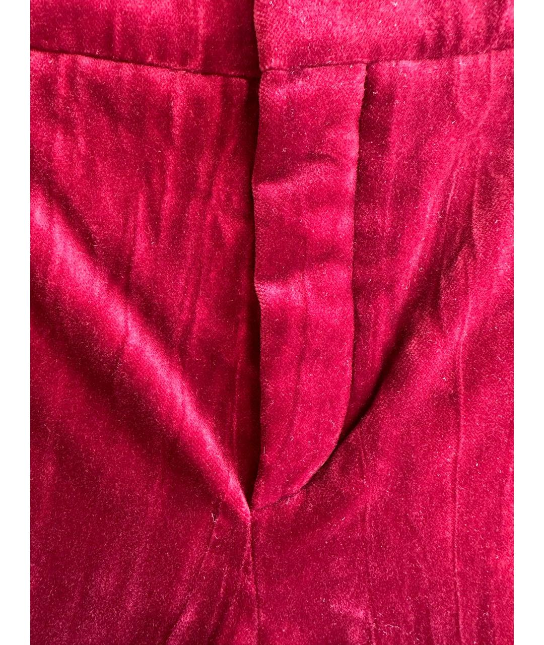 LANVIN Бордовые хлопковые прямые брюки, фото 5