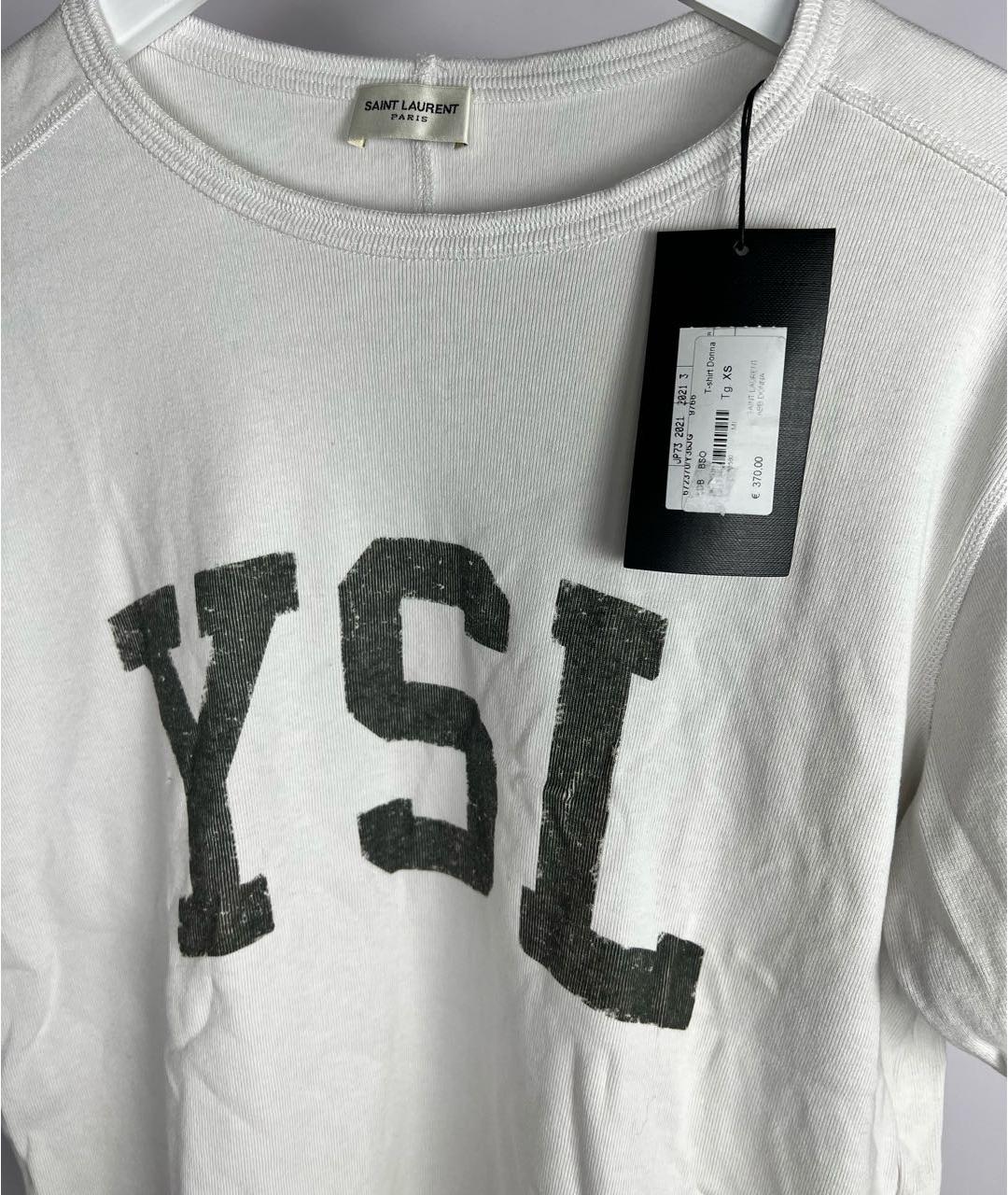SAINT LAURENT Белая хлопковая футболка, фото 7