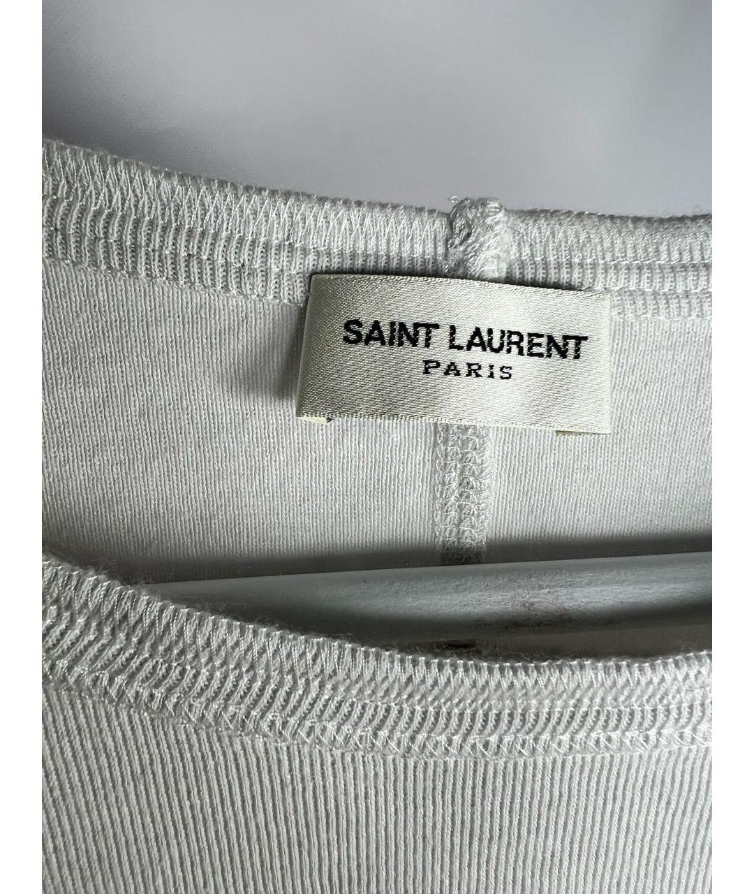 SAINT LAURENT Белая хлопковая футболка, фото 8