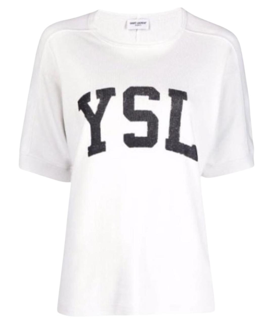 SAINT LAURENT Белая хлопковая футболка, фото 1